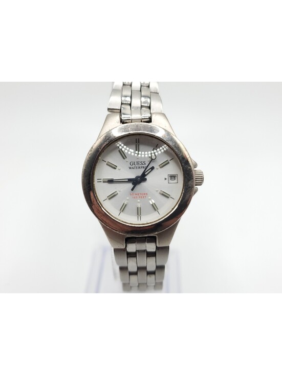 Guess Accessories - Guess Waterpro Quartz Watch Womens New Battery Silver Tone White Date Dial 25mm